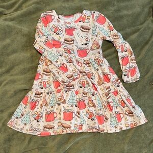 Lush Kids Fun Print Dress - pink and Cream